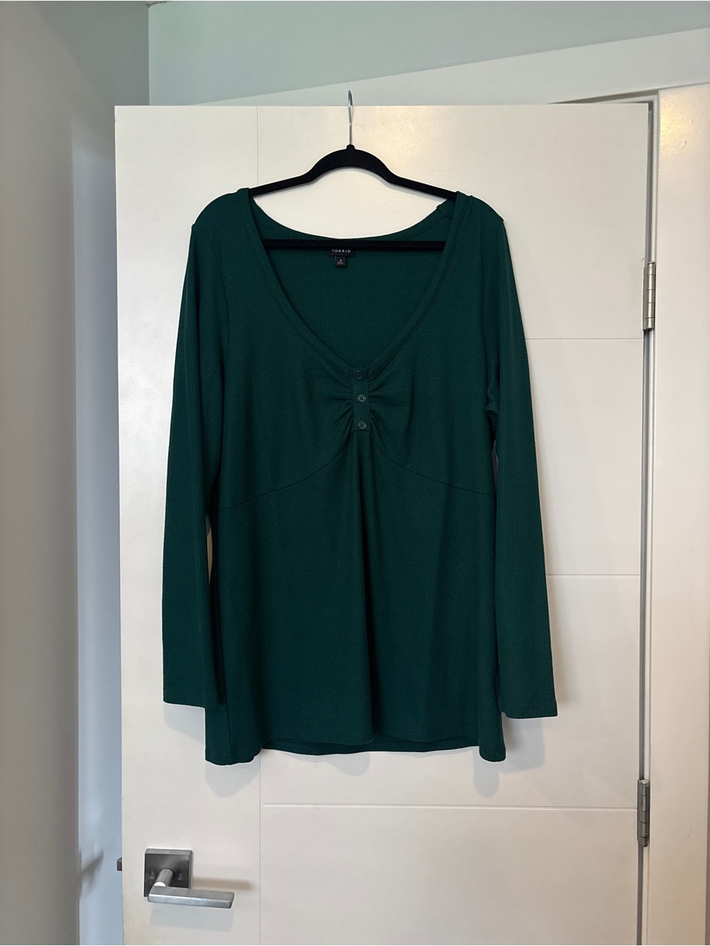 Torrid Deep Green Long-Sleeve V-Neck Top